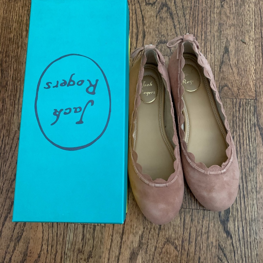 NEW Jack Rogers Lucie suede flats champagne 7.5